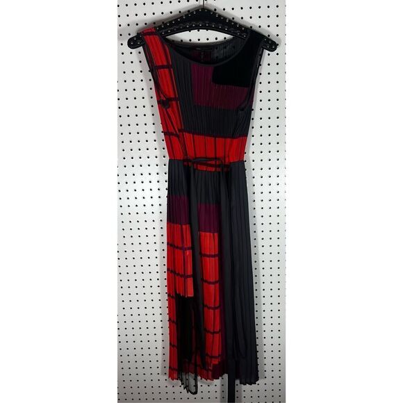 BCBGMAXAZRIA KYLER PLEATED COLOR BLOCKED DRESS size xs - Picture 2 of 9